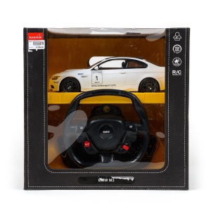 Auto na daljinski BMW M3 sa volanom 1:14 - crn bel Rastar A017631