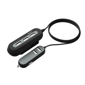 Auto punjač sa produznim kablom 3+2 Porta, 10A HAMA 136666