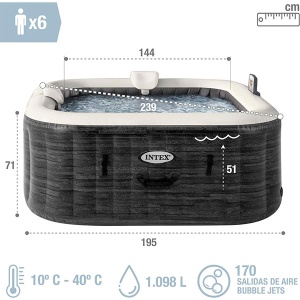 Intex Greystone Deluxe Square Bubble Spa 239x71 cm model 28452NP
