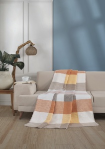 Ćebe Acrylic Plus 200x220 narandžasti kvadratići 024960