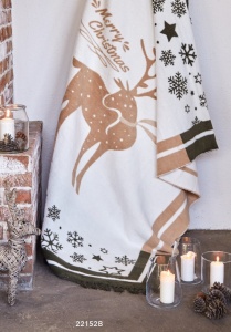 Ćebe Cotton Christmas 150x200 Raindeer Gold 023774