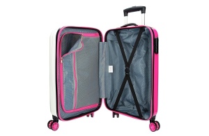 Dečiji Kofer Movom Happy Time 40x55x20cm ABS 37L bela roze cvetovi - Img 4