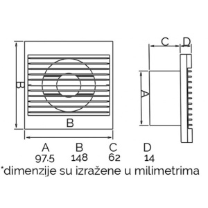 Izduvni ventilator 100mm WIND100 - Img 2