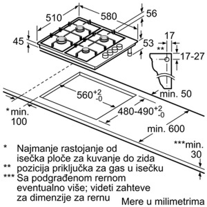 Kombinovana ploča za kuvanje plin i struja 60cm serija 2 Bosch PBY6C5B62O - Img 4