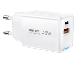 Kućni punjač Remax GaN 45W USB-A i USB-C beli