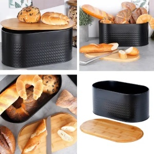 Kutija metalna za hleb 34 x 18,5 x 15,5 cm crna Vilde 259624 - Img 3