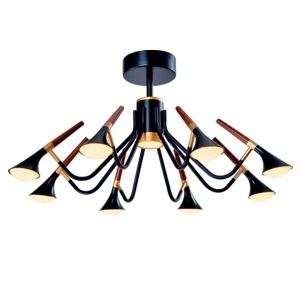Luster Duncan LED matte black/wood 45W 3000K Elmark 955DUNCAN9