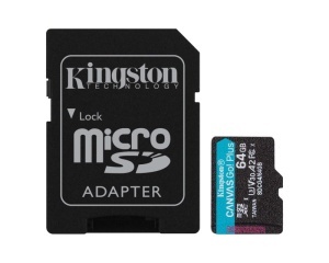 Memorijska kartica MicroSDXC 64GB Canvas Go Plus Kingston UHS-I U3 V30 A2 200MB/s sa adapterom (SDCG4/64GB)