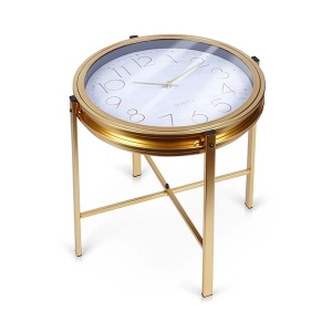 Metalni stočić sa ugrađenim satom 42x40cm Vilde 569726