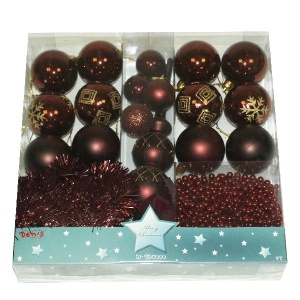 Novogodišnji set kuglica,lanac, girlanda,špic, bordo 51-956000