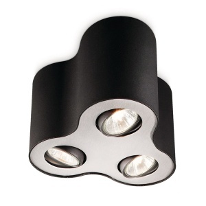 Plafonjera PILLAR plate/spiral crna 3x50W Philips 56333/30/16