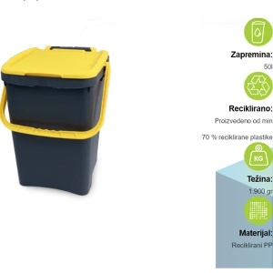 Plastična kanta za otpad crna 50 l Ecoplus - Img 2