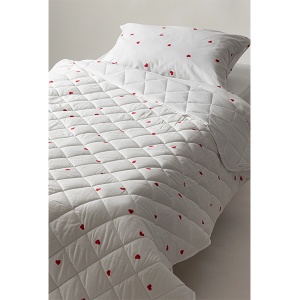 Prekrivač 200x200cm štep frotir Srce bela crvena srca - Img 2