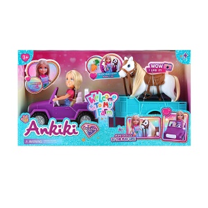 Set lutka 13cm sa autom i konjem 749302