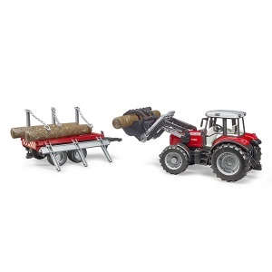 Traktor MF sa prikolicom i drvima Bruder 020460 - Img 3