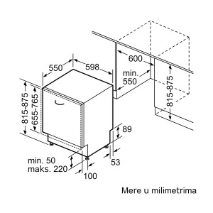 Ugradna mašina za pranje sudova 60cm variohinge serija 8 Bosch SMT8YC801E - Img 4