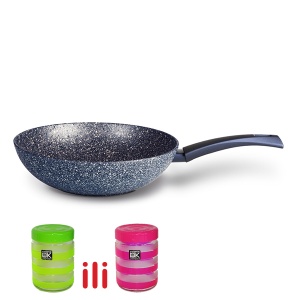 Wok sa mineralnim premazom TVS Pietra 28 cm 128291P + poklon - staglena tegla sa zatvaračem (boja po izboru) - Img 1