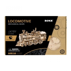 3D drvena maketa slagalica Lokomotiva Robotime 37x12x18,5cm drvo 349pcs - Img 2