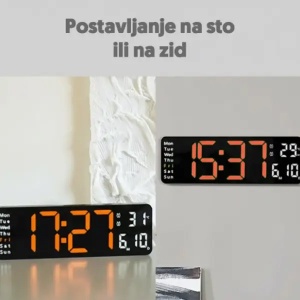 Digitalni zidni sat sa termometrom 320x107x27mm 18429-5982 - Img 2