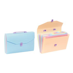 Expanding fascikla sa 12 pregrada, sa ručkom i kopčanjem Rainbow Pastel