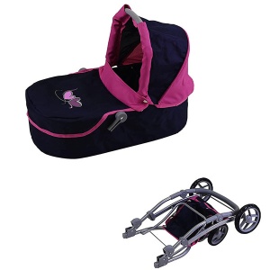 Kolica za lutku sa nosiljkom srca tamno-plava roze Coco Knorr Toys 907333 - Img 3