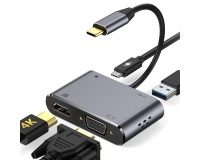 Kućište za disk Adapter USB 3.1 Tip C (M) - HDMI+VGA+ 3.0 USB + tip C E-Green OST04966