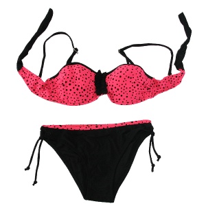 Kupaći kostim dvodelni roze crni 1116