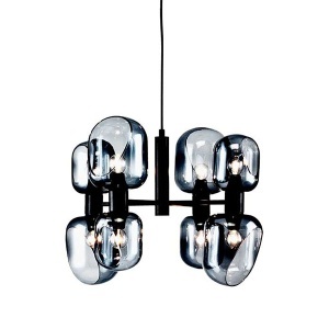 Luster Luna 105 8xE14 crni tamno staklo 35.1214