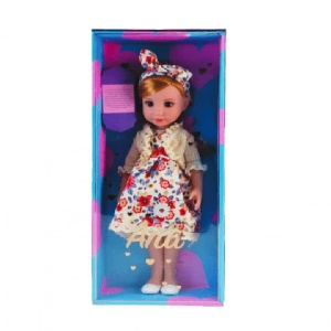 Lutka Ana 38 cm u bež cvetnoj haljini i poklon kutiji MA58236