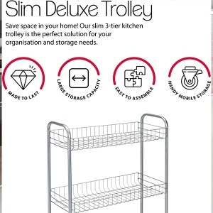 Polica sa točkovima Slim Cart de Luxe 23x56x84cm Metaltex 341503 001 - Img 4