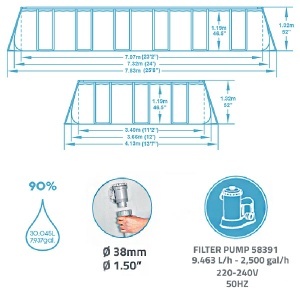 Bestway Power Steel 56474 komplet bazen sa pumpom i merdevinama