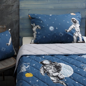 Posteljina sa prekrivačem set 140x200cm plavi astronaut