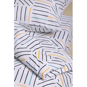 Posteljina set 4 dela pamučni krep 200x200cm bela linije - Img 2