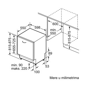 Potpuno ugradna mašina za pranje sudova 60cm Serija 4 Bosch SMV4ECX26E - Img 4