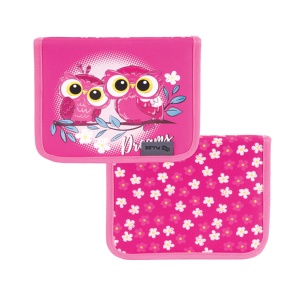 Puna dvodelna pernica Pulse Pink Owl 20x13x4cm