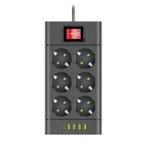 Razvodnik sa 6 mesta 2m 1.5mm2+pr. 4xUSB+2xtip C Prosto NV614U-2/BK - Img 2