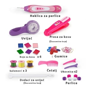 Set 3 u 1 za kosu sa presom sa bojama, heklicom i uvijačem 685241 - Img 2
