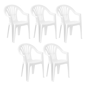 Set baštenskih stolica 5 komada plastične bela Ipae ProGarden Kona 029086