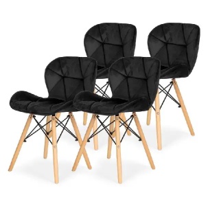 Set trpezarijskih plišanih stolica 4 kom Freja crna Lemon 25-KS011SET - Img 1