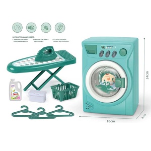 Set veš mašina sa daskom za peglanje,peglom sa svetlom i zvukom plava Happy Family 339660 - Img 2