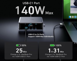 Stoni punjač Anker Prime 250W GaN 6 portova sa ekranom srebrni - Img 5