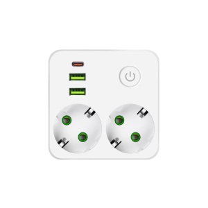 Strujni razdelnik 2 utič. + prekidač, 2xUSB+tip c NV86U/WH