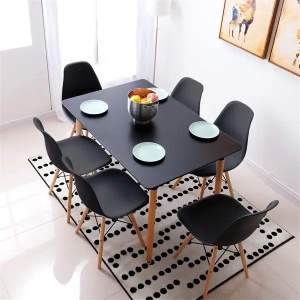 Trpezarijski pravougaoni sto 120x80 cm sa drvenim nogarima crni Lemon 25-KS004 - Img 4