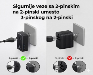Zidni punjač Nano 20W crni Anker 5 portova sa putnim adapterom - Img 5