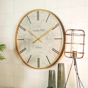 Zidni sat World Traveller 53cm krem/zlatni 040104