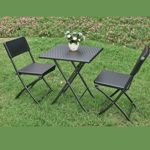 Balkonski set sto sa dve stolice crni Tisa 005 - Img 2
