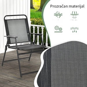 Sklopiva crna stolica Textilene za terasu
