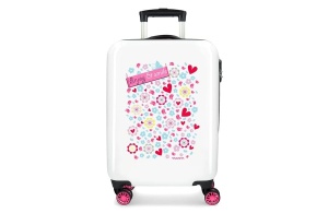 Dečiji Kofer Movom Happy Time 40x55x20cm ABS 37L bela roze cvetovi
