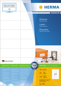 Etikete 70X32 A4/27 1/100 bela