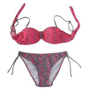 Kupaći kostim dvodelni roze sivi 9078